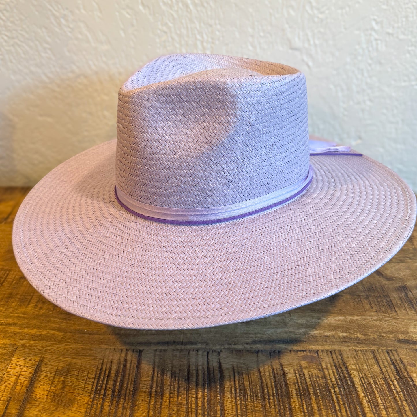 Straw Flat Brim Hat | Lilac